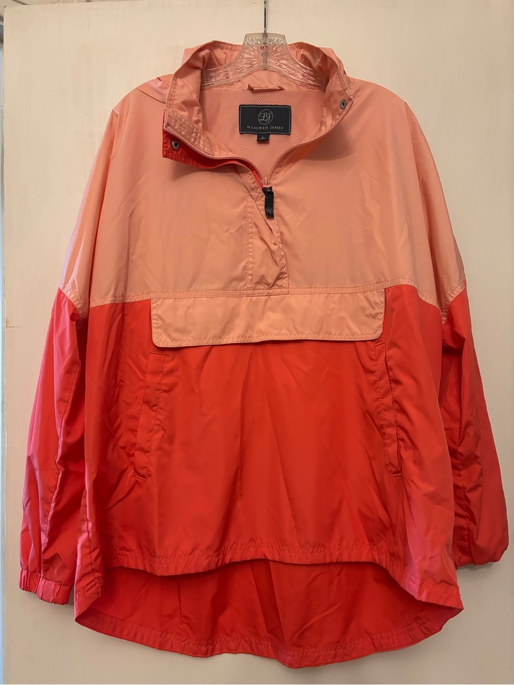 Lauren James Two-Tone Coral Pull-Over windbreaker